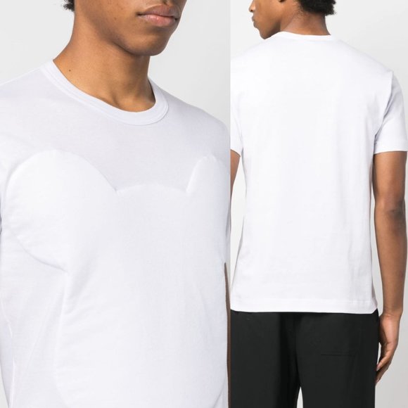 Comme des Garçons T-Shirt Sz S White Cotton Embossed Logo Short Sleeve Tee - Picture 3 of 7